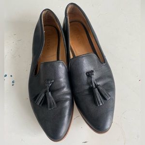 black leather nisolo loafers